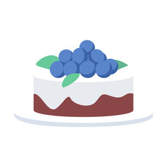 Buttercream cake with grapes semi flat color vector object. Full sized item on white. Delicious cake decoration simple cartoon style illustration for web graphic design and animation