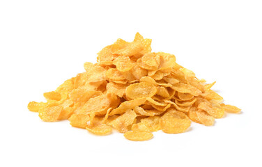 Pile of corn flakes iolated on white background.