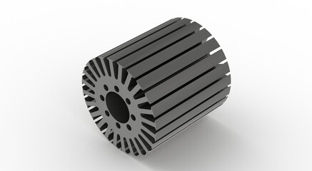 Rotor for electric motor, assembled sheets, 3d rendering