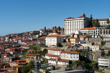 Naklejka na ściany i meble Overview of the historic center of Oporto.