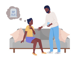 Teen girl scared of death semi flat color vector characters. Posing figure. Full body people on white. Simple cartoon style illustration for web graphic design and animation. Bebas Neue font used