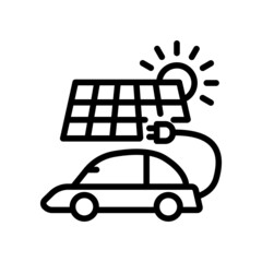 Electric car icon with solar panels. line icon style. suitable for Renewable energy icon. simple design editable. Design template vector