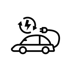 Electric car icon with electricity. line icon style. suitable for Renewable energy icon. simple design editable. Design template vector