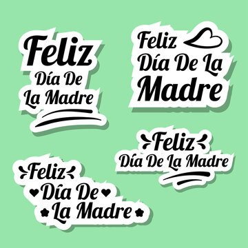 Dia De La Madre Mothers Day Lettering Stickers Collection Design EPS10 great to be used for stickers celebrating Dia De La Madre or Mothers Day or any other similar purposes