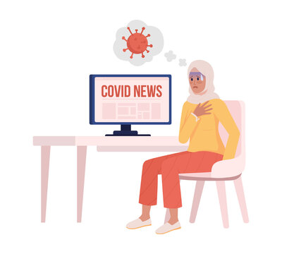 New Covid Variant Semi Flat Color Vector Character. Sitting Figure. Full Body Person On White. Pandemic Simple Cartoon Style Illustration For Web Graphic Design And Animation. Bebas Neue Font Used