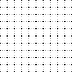 Square seamless background pattern from geometric shapes are different sizes and opacity. The pattern is evenly filled with small black hockey pucks. Vector illustration on white background