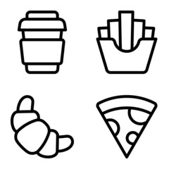 Fastfood Flat Icon Set Isolated On White Background