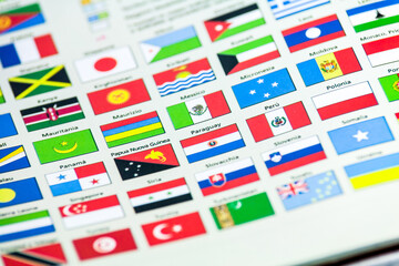 Colored chart of international national flags