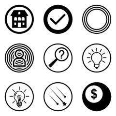 Circles Flat Icon Set Isolated On White Background