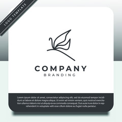 logo design template, with butterfly icon outline drawing