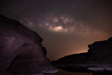 Milky way, amazing night sky and many stars on dark background. the universe is full of stars with...