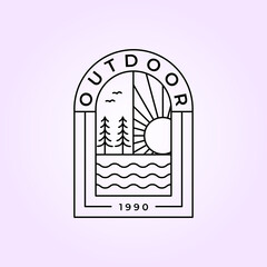 adventure outdoor emblem logo line art vector illustration design
