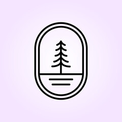 pine badge logo line art vector illustration design