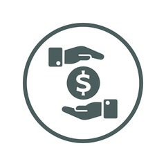 Money, payment icon. Gray vector graphics.
