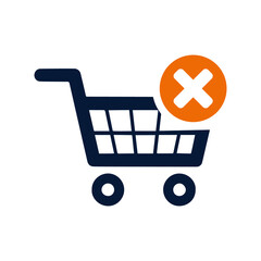 Remove to cart icon. Simple editable vector isolated on a white background.
