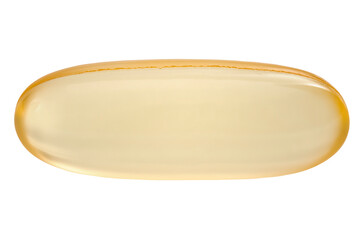 DHA and EPA fatty acid to reduce inflammation, eye health supplements and cognitive function support concept with transparent fish oil pill isolated on white background with clipping path cutout