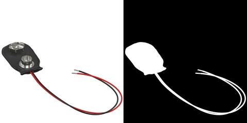 3D rendering illustration of a 9v snap on battery clip connector