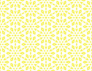 Abstract geometric pattern with lines, snowflakes. A seamless vector background. White and yellow texture. Graphic modern pattern