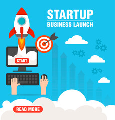 Fototapeta na wymiar Startup business launch modern concept design flat