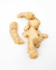 Fresh ginger isolated on white background, herb medical concept