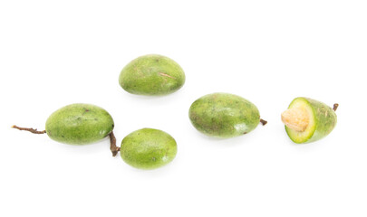 fresh green olive isolated on white background,