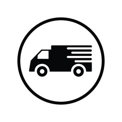 Shipping, transport, delivery icon. Black vector illustration.