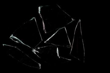 Shards of glass on a black background.