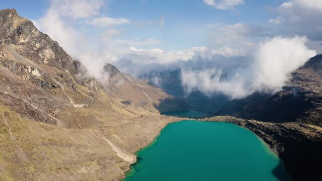 Flying into clouds above the Huaytapallana mountain range in Huancayo - Junin, Peru