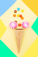 Colorful sweet candy isolated on Colorful background