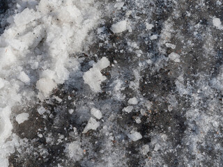 Spring ice and snow. close-up. Concept Danger, Slippery