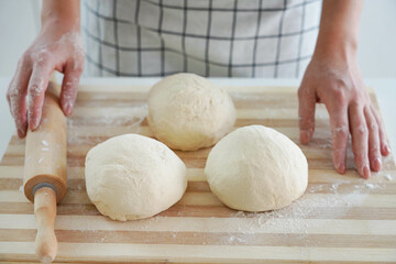 Homemade bread preparation with rising prices of bread on market. Economic crisis. Increase in the price of wheat, flour and bread.
