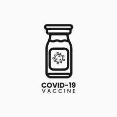 Vaccine line icon coronavirus. Corona virus symbol. Linear style coronavirus vaccine icon. Symbol template for graphic and web design collection logo vector illustration