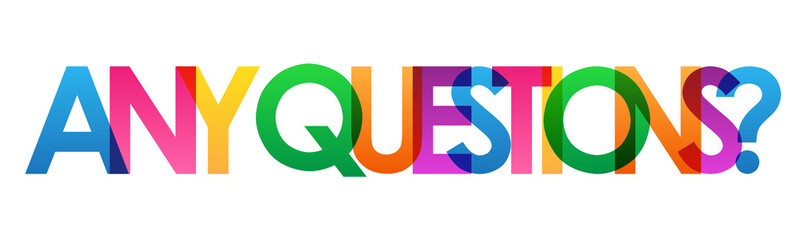 ANY QUESTIONS? colorful vector typography banner