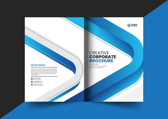 Corporate company profile brochure annual report booklet proposal cover page layout concept design with modern shapes