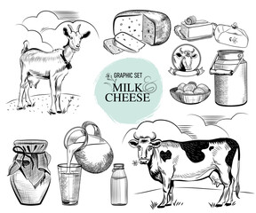 milk and cheese cow with goat butter bottle and jug live delicious village products