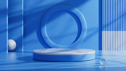 Creative drawing of 3D simulation scene product stand