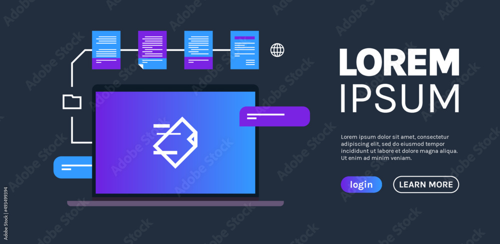 Wall mural website flowchart and suitable interface graphic pages flat vector illustration.
