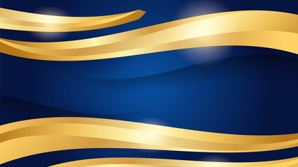 Abstract luxury blue and gold background with waves