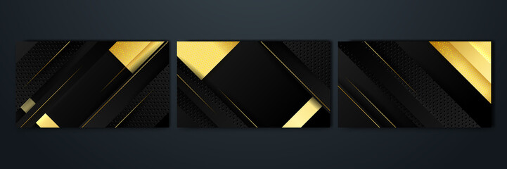 Set of abstract luxury black and gold background