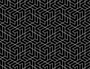 Abstract geometric pattern with stripes, lines. Seamless vector background. White and black ornament. Simple lattice graphic design