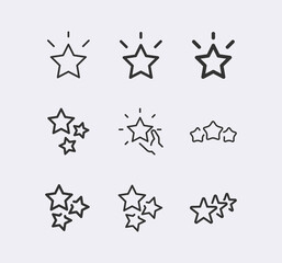 Fototapeta premium Star Rating, review line icon. Stars in hand vector line icon