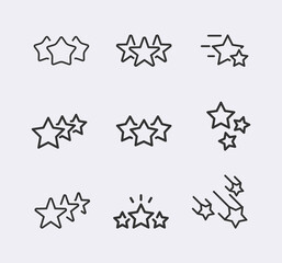 Star Rating, review line icon set