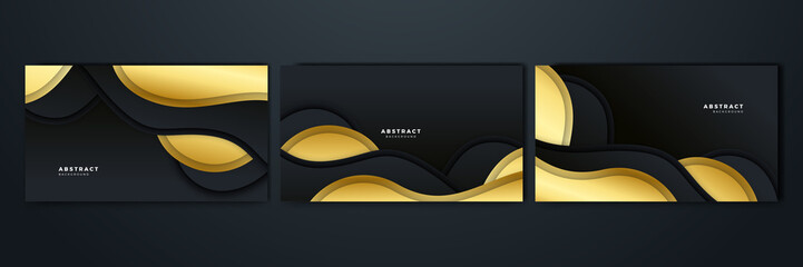 set of elegant luxury black and gold abstract design background