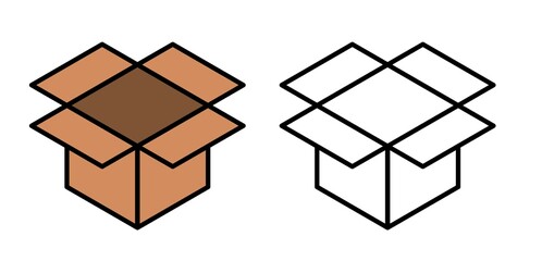 Box icon isolated. Outline pack icon. Concept of transport, delivery.