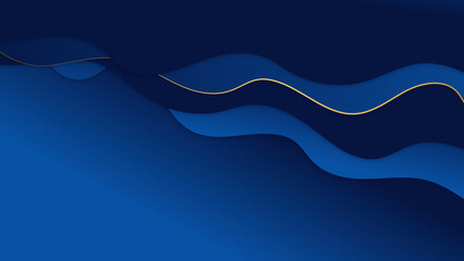 Abstract luxury dark blue background with golden lines