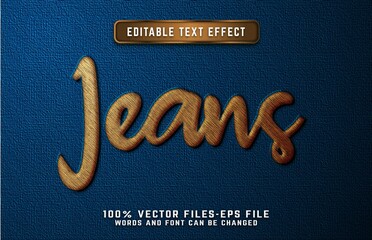 jeans 3d realistic text effect premium vectors