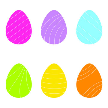 set of easter colored eggs with white line