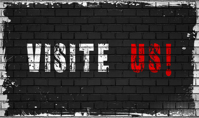 visit us concept on black wall 