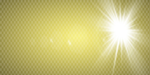 Obraz premium Realistic sun rays. light effect. Warm glow effect. The sun, a ray of sunshine.
