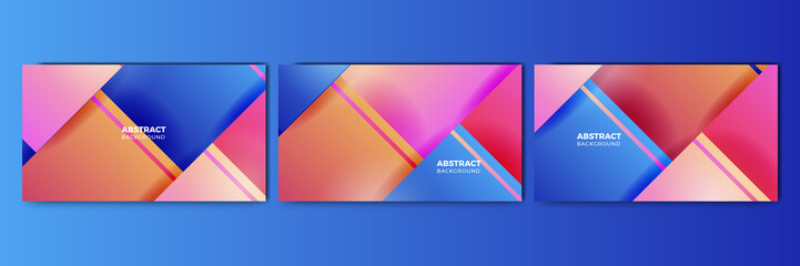 Set of modern abstract neon gradient blue colorful for design background
